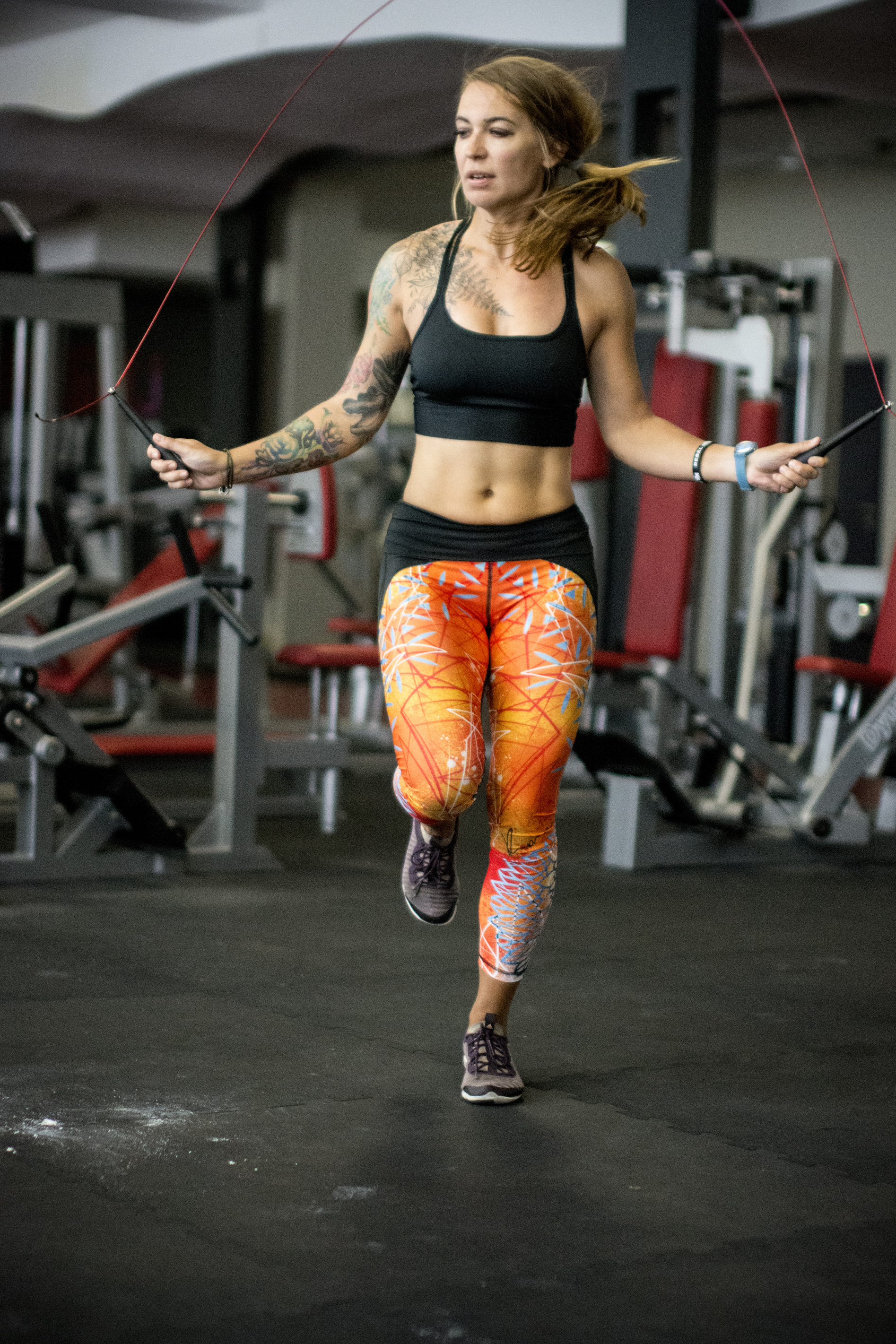 legginsy z wysokim stanem rebel skin pomaranczowe